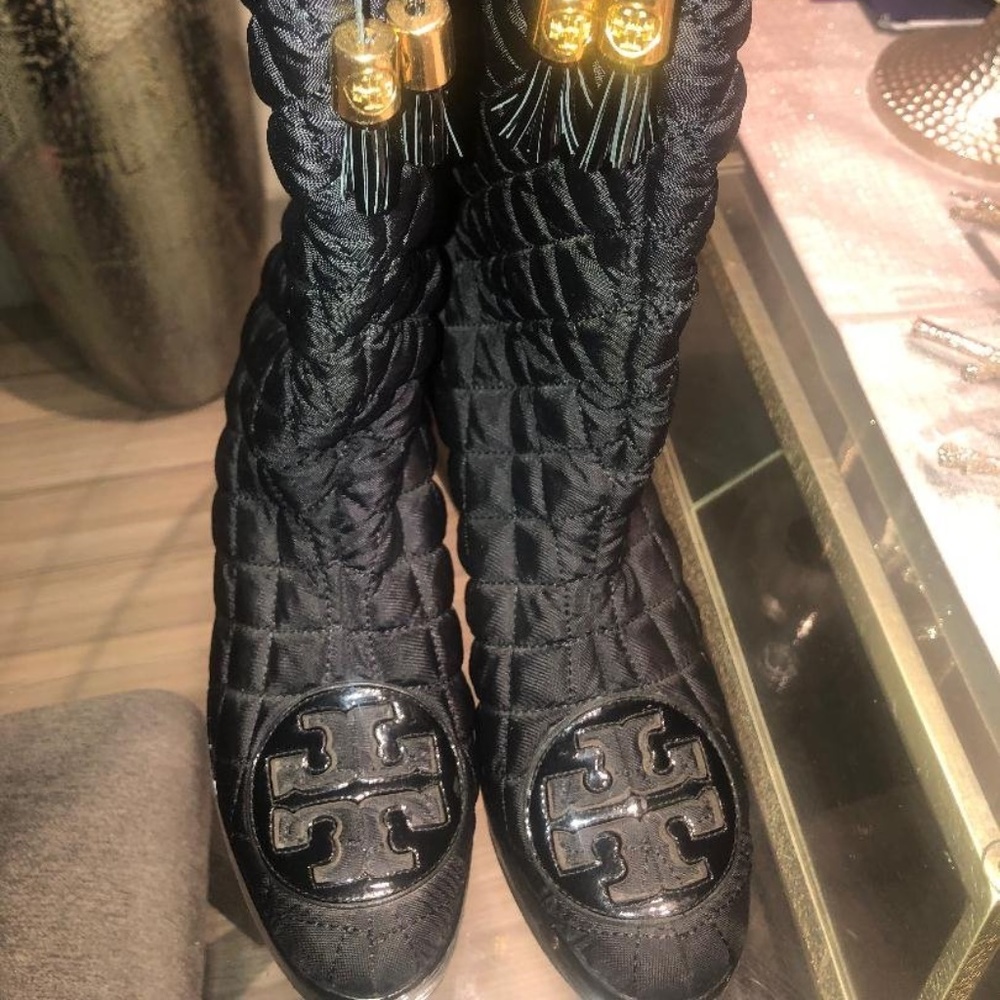 Tory Burch Quilted Canvas Snow Boots